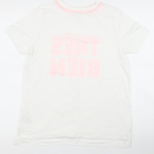 NEXT Womens White 100% Cotton Basic T-Shirt Size 12 Round Neck - Tres Bien