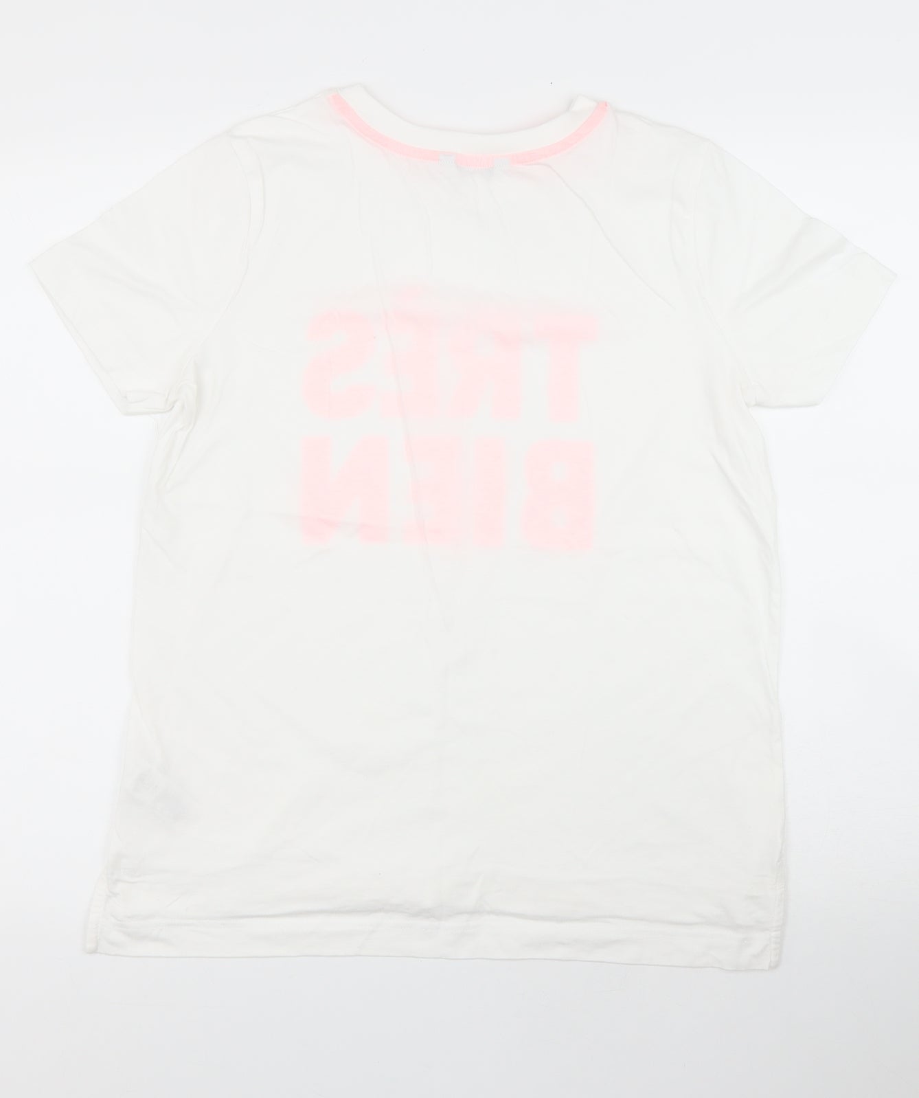 NEXT Womens White 100% Cotton Basic T-Shirt Size 12 Round Neck - Tres Bien