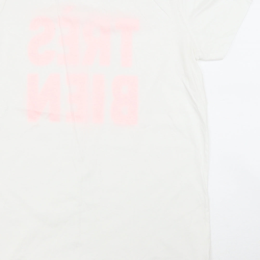 NEXT Womens White 100% Cotton Basic T-Shirt Size 12 Round Neck - Tres Bien