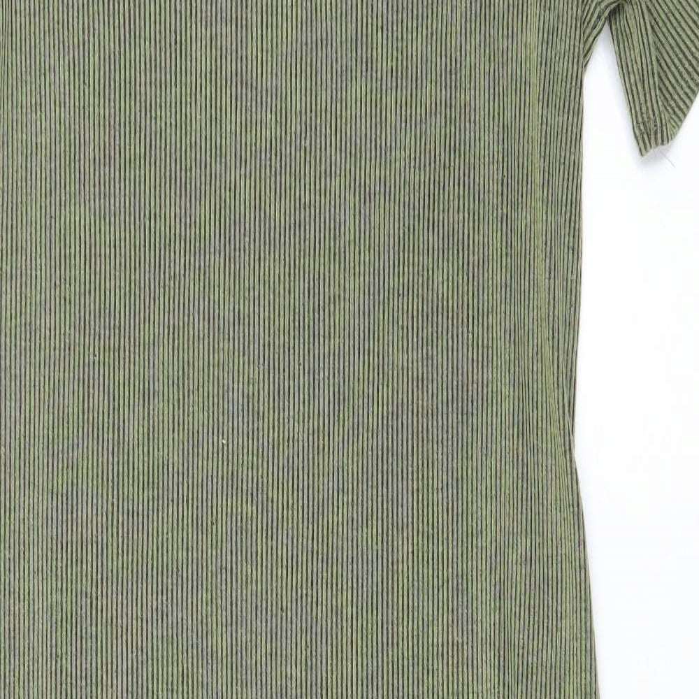 George Womens Green Striped Polyester Bodycon Size 14 Boat Neck