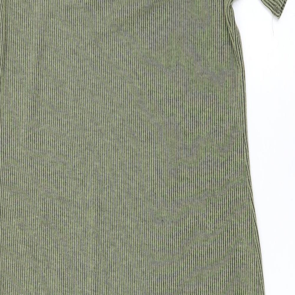 George Womens Green Striped Polyester Bodycon Size 14 Boat Neck