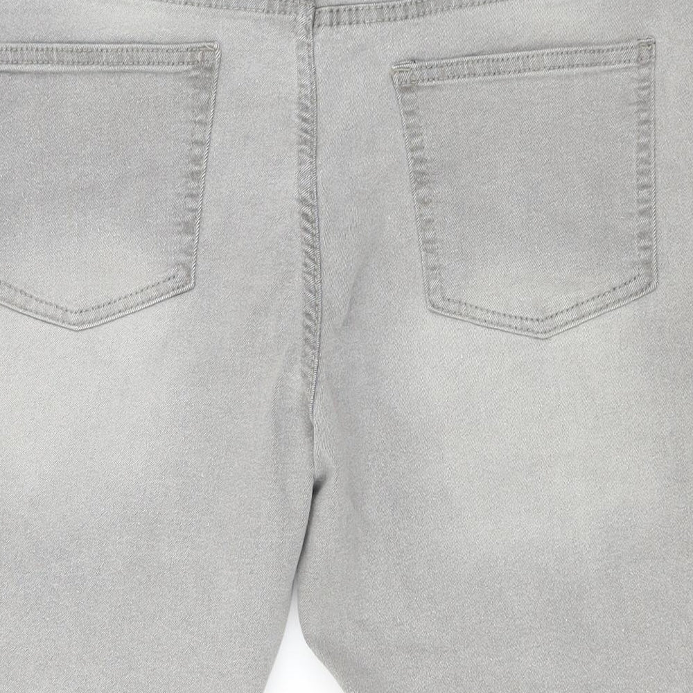 Boohoo Mens Grey Cotton Bermuda Shorts Size 32 Regular Button