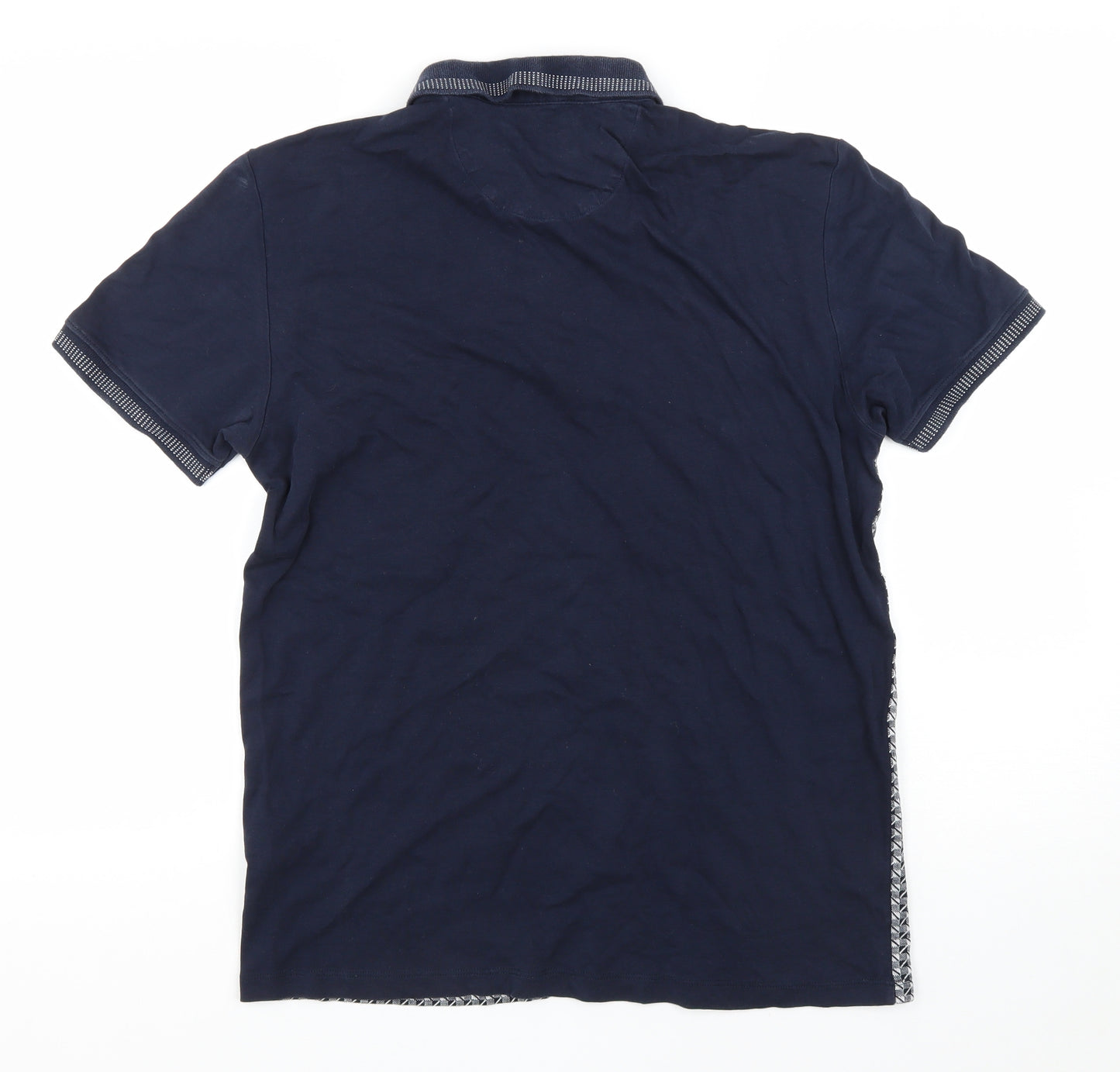Next Signature Mens Black Check Cotton T-Shirt Size M Collared - Polo T-Shirt