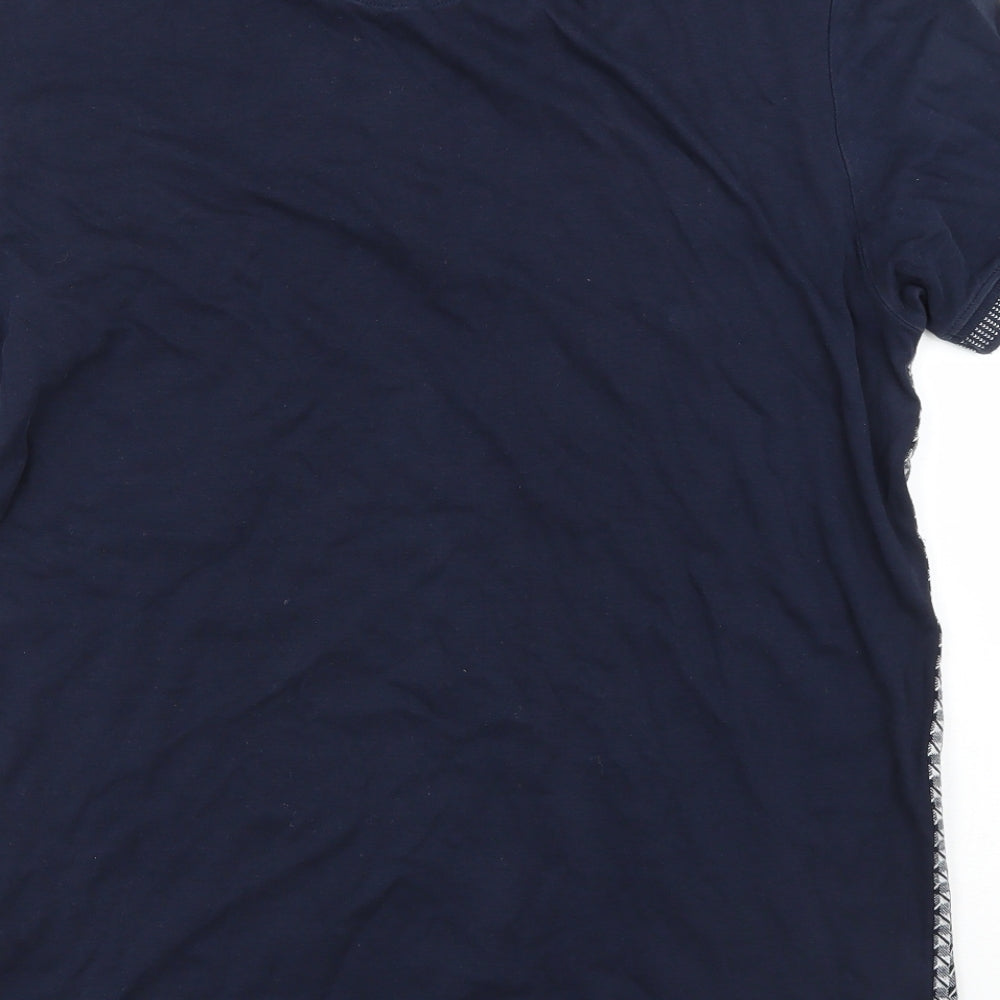 Next Signature Mens Black Check Cotton T-Shirt Size M Collared - Polo T-Shirt