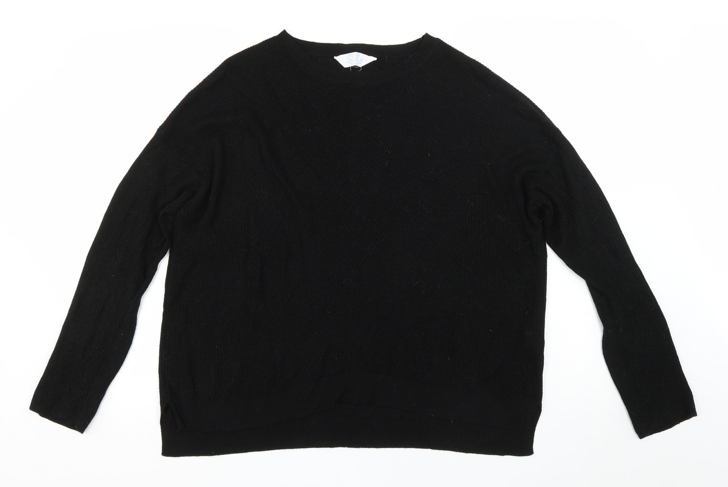 Primark Womens Black Boat Neck Viscose Pullover Jumper Size XL