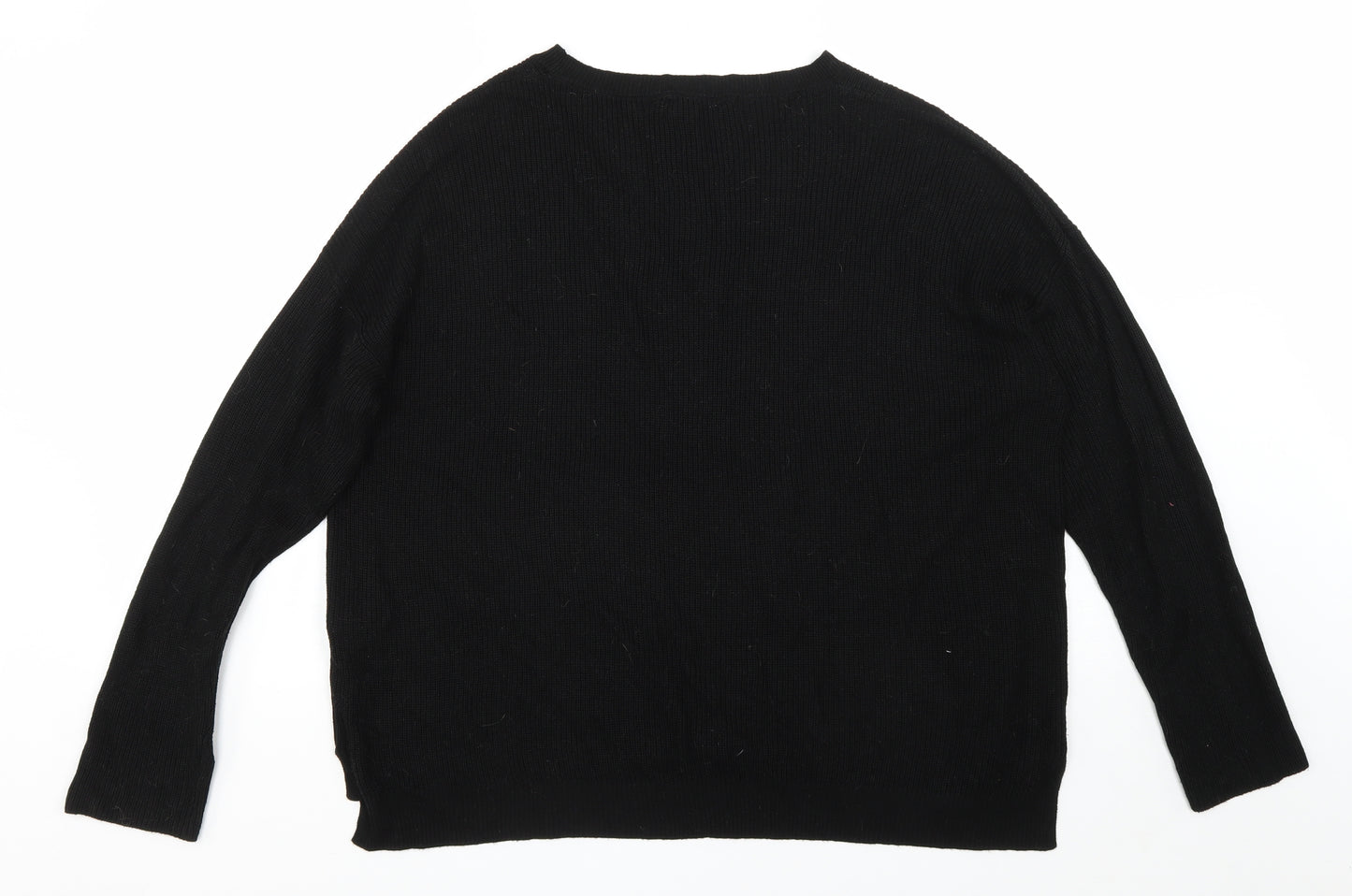 Primark Womens Black Boat Neck Viscose Pullover Jumper Size XL