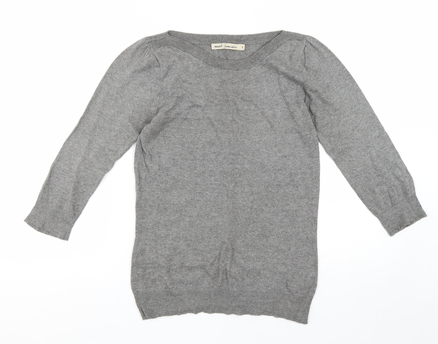 NEXT Womens Grey Boat Neck Cotton Pullover Jumper Size 8