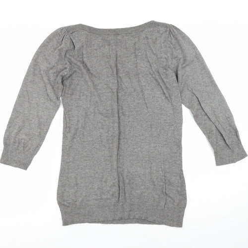 NEXT Womens Grey Boat Neck Cotton Pullover Jumper Size 8