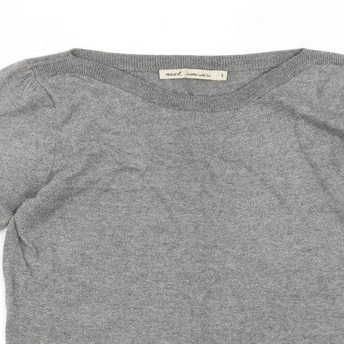 NEXT Womens Grey Boat Neck Cotton Pullover Jumper Size 8