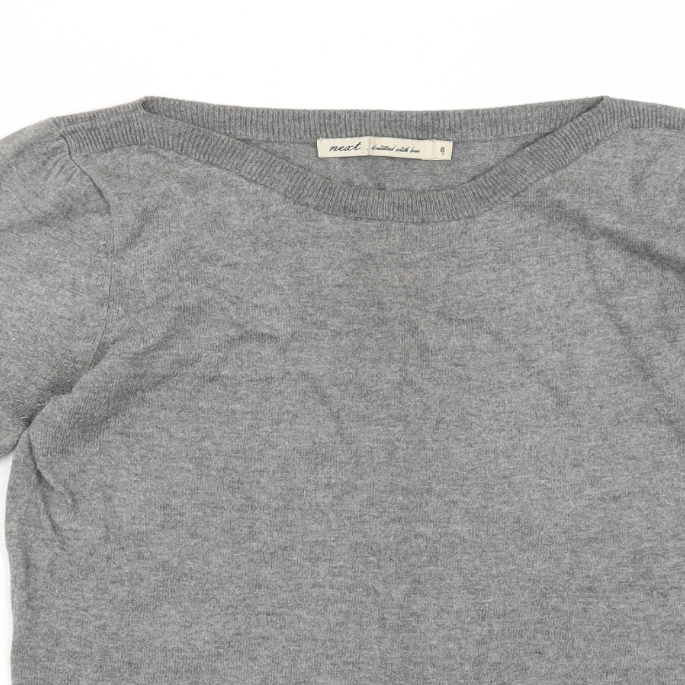 NEXT Womens Grey Boat Neck Cotton Pullover Jumper Size 8