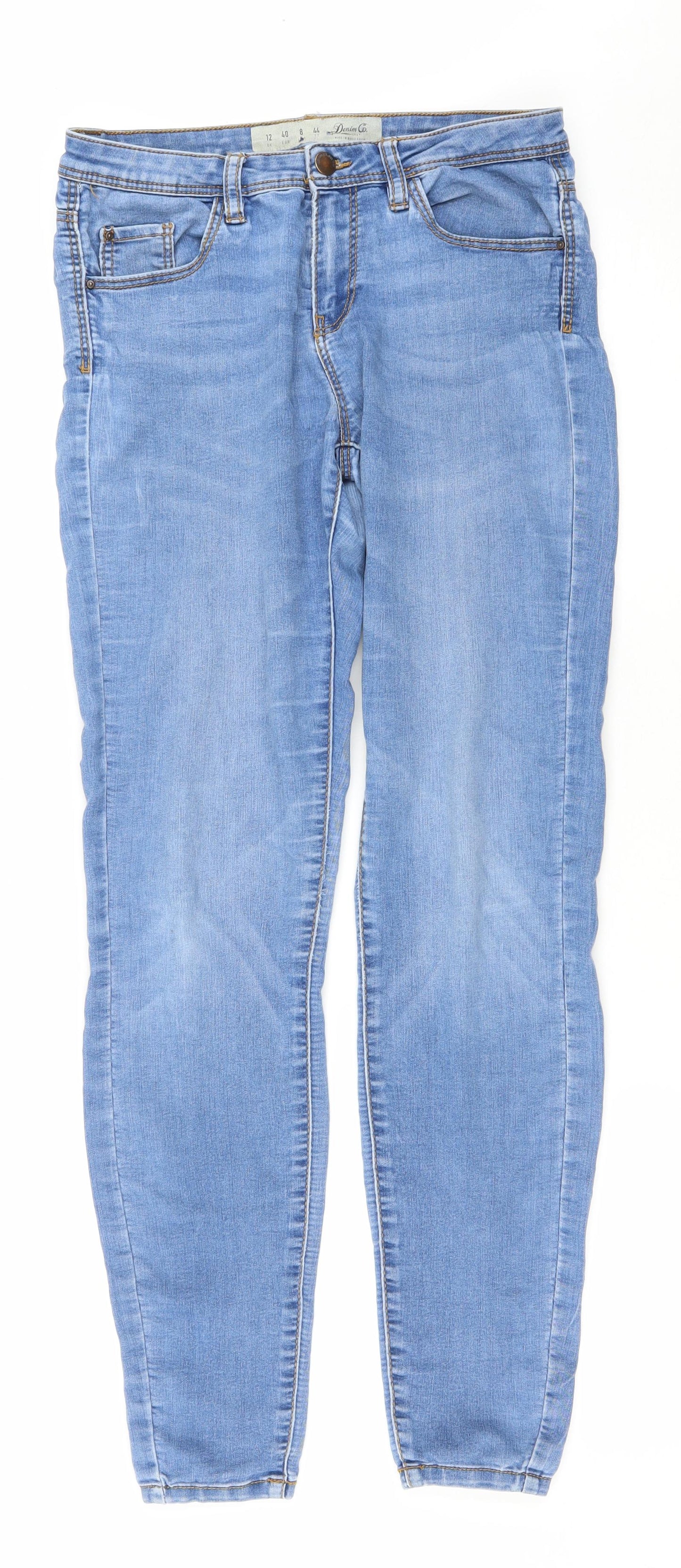 Denim Co. Womens Blue Cotton Mom Jeans Size 12 L26 in Regular Zip