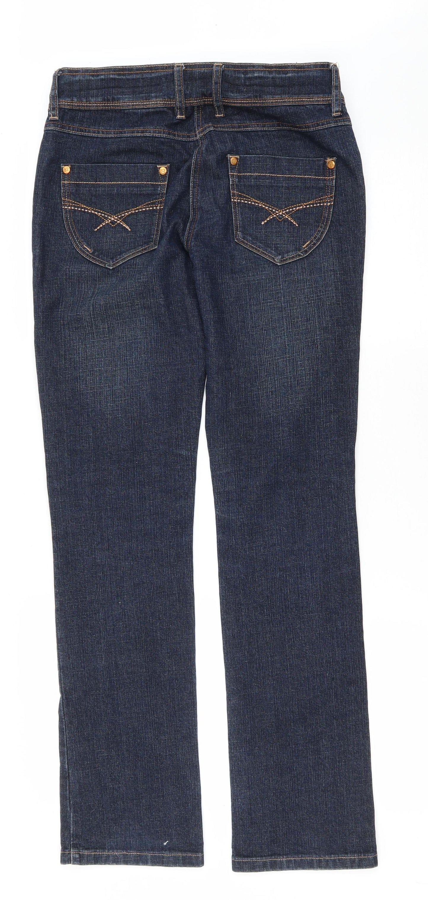 NEXT Womens Blue Cotton Straight Jeans Size 10 L29 in Slim Zip
