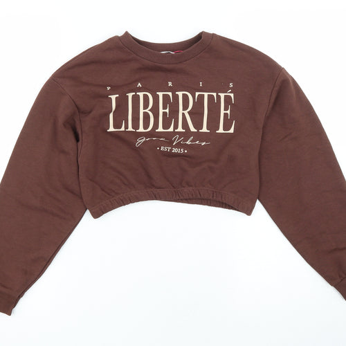 Candy Girls Brown Cotton Pullover Sweatshirt Size 10 Years Pullover - Cropped Liberte