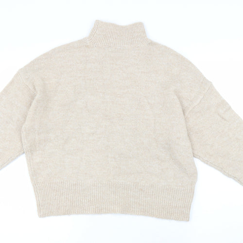 Pep&Co Womens Beige High Neck Polyester Pullover Jumper Size M