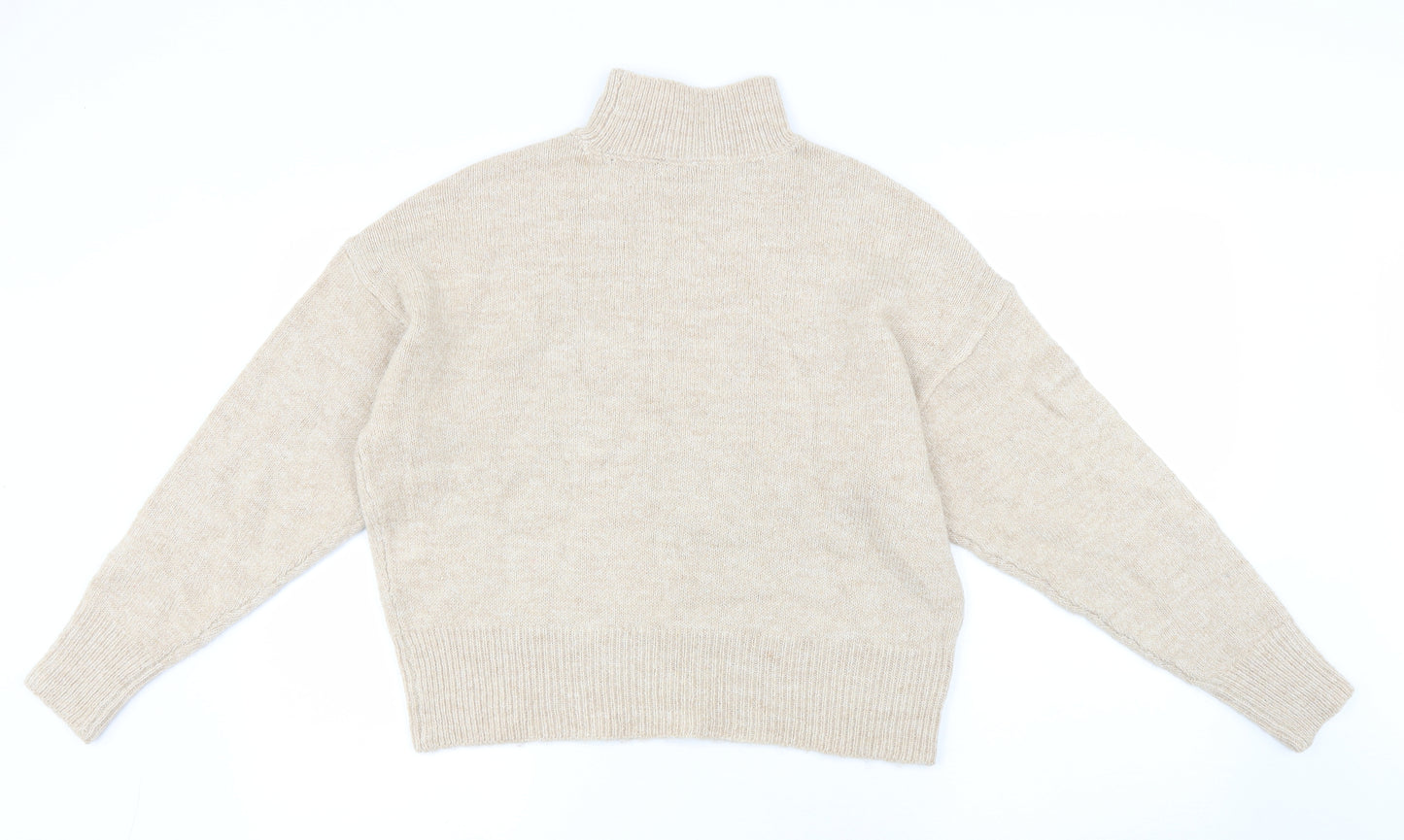 Pep&Co Womens Beige High Neck Polyester Pullover Jumper Size M