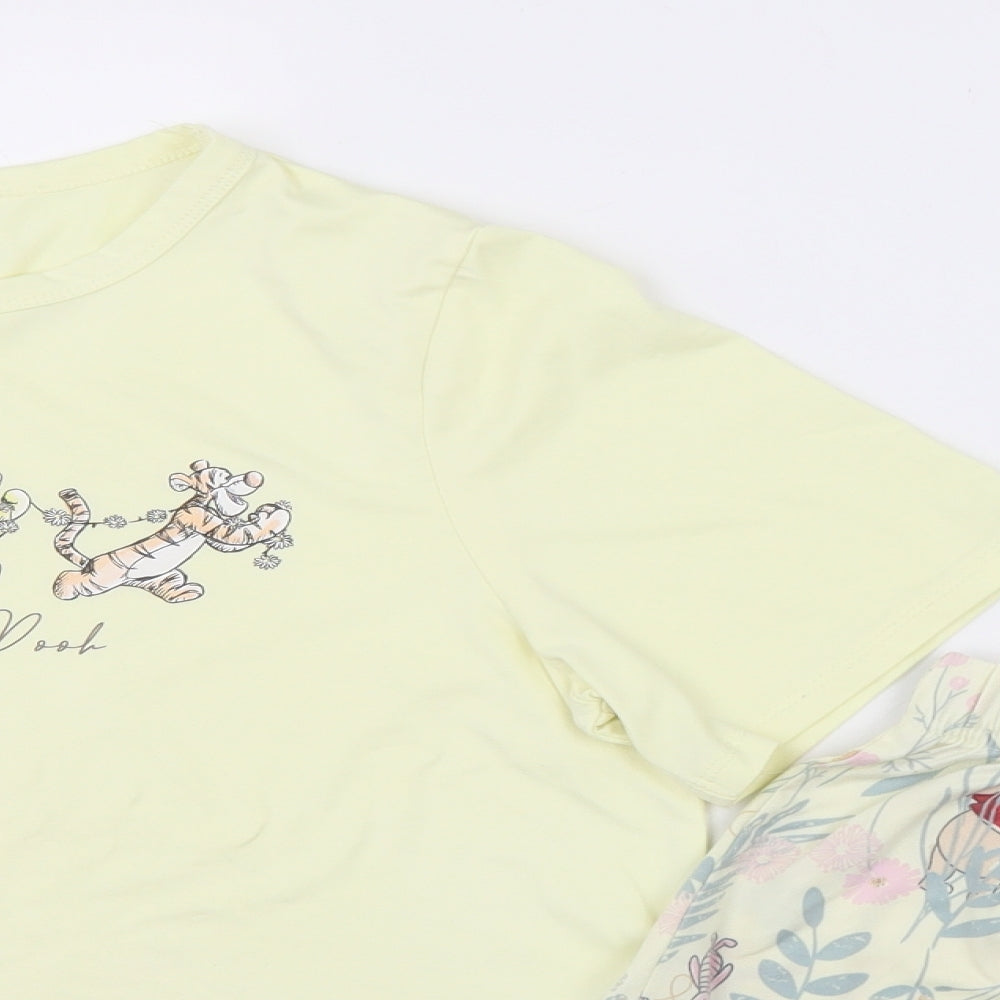 Primark Womens Yellow Geometric Polyester Top Pyjama Set Size 10 - Winnie The Pooh