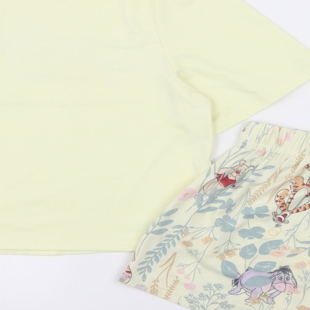 Primark Womens Yellow Geometric Polyester Top Pyjama Set Size 10 - Winnie The Pooh