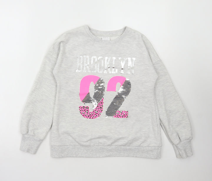 F&F Girls Red Animal Print Cotton Pullover Sweatshirt Size 10-11 Years Pullover - Brooklyn