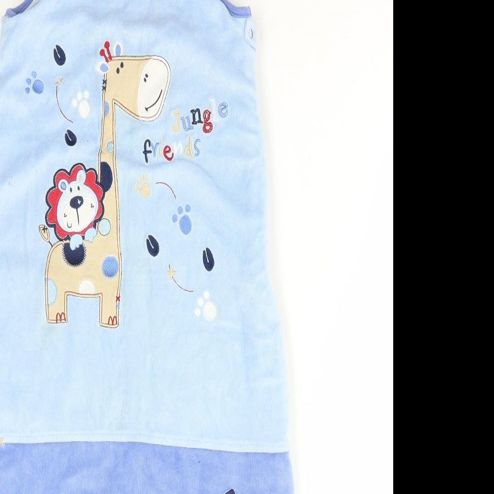 Dunnes Stores Baby Blue Cotton Bodysuit Outfit/Set Size 18-24 Months Zip - Jungle friends/sleepbag