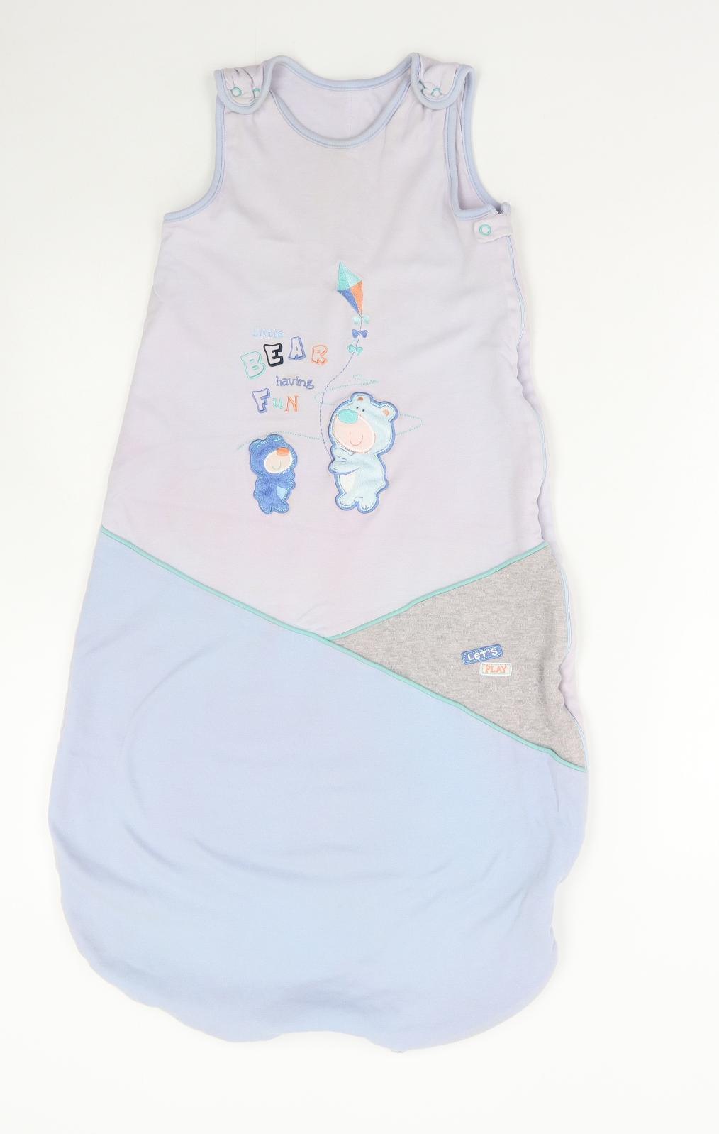 Dunnes Stores Baby Black Solid Cotton Robe One Piece Size 18-24 Months Zip - Bear having fun/sleepbag