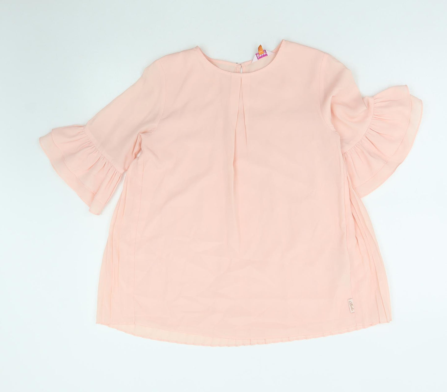 Ted Baker Girls Pink Polyester Basic Blouse Size 13 Years Round Neck Button