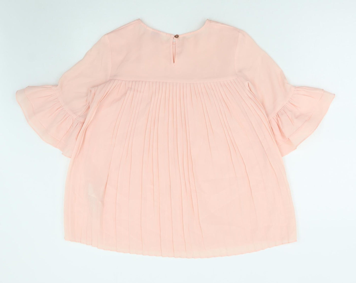 Ted Baker Girls Pink Polyester Basic Blouse Size 13 Years Round Neck Button
