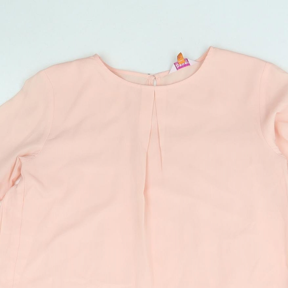 Ted Baker Girls Pink Polyester Basic Blouse Size 13 Years Round Neck Button