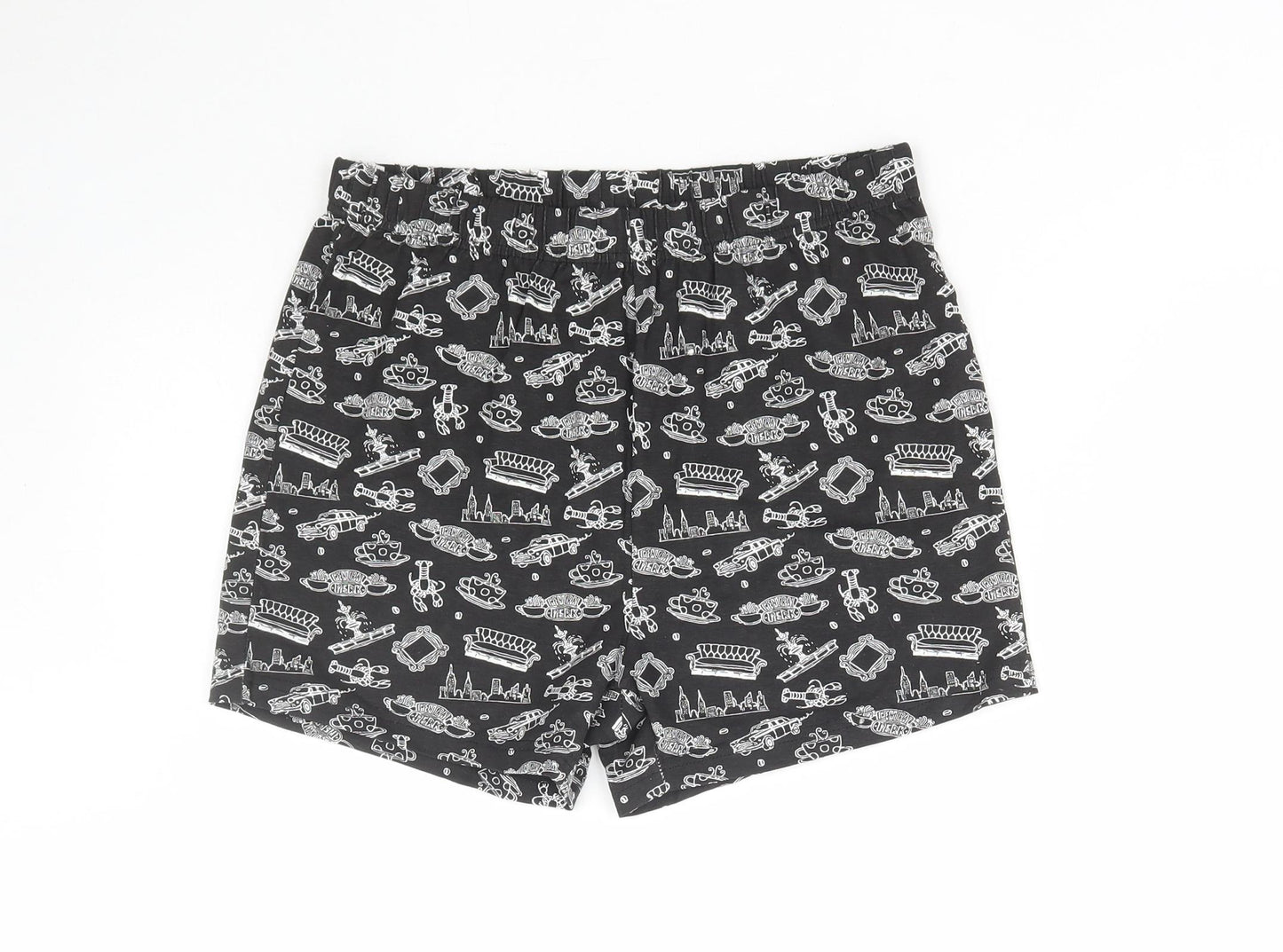 Friends Boys Black Geometric Cotton Sweat Shorts Size 11-12 Years Regular - F.r.i.e.n.d.s