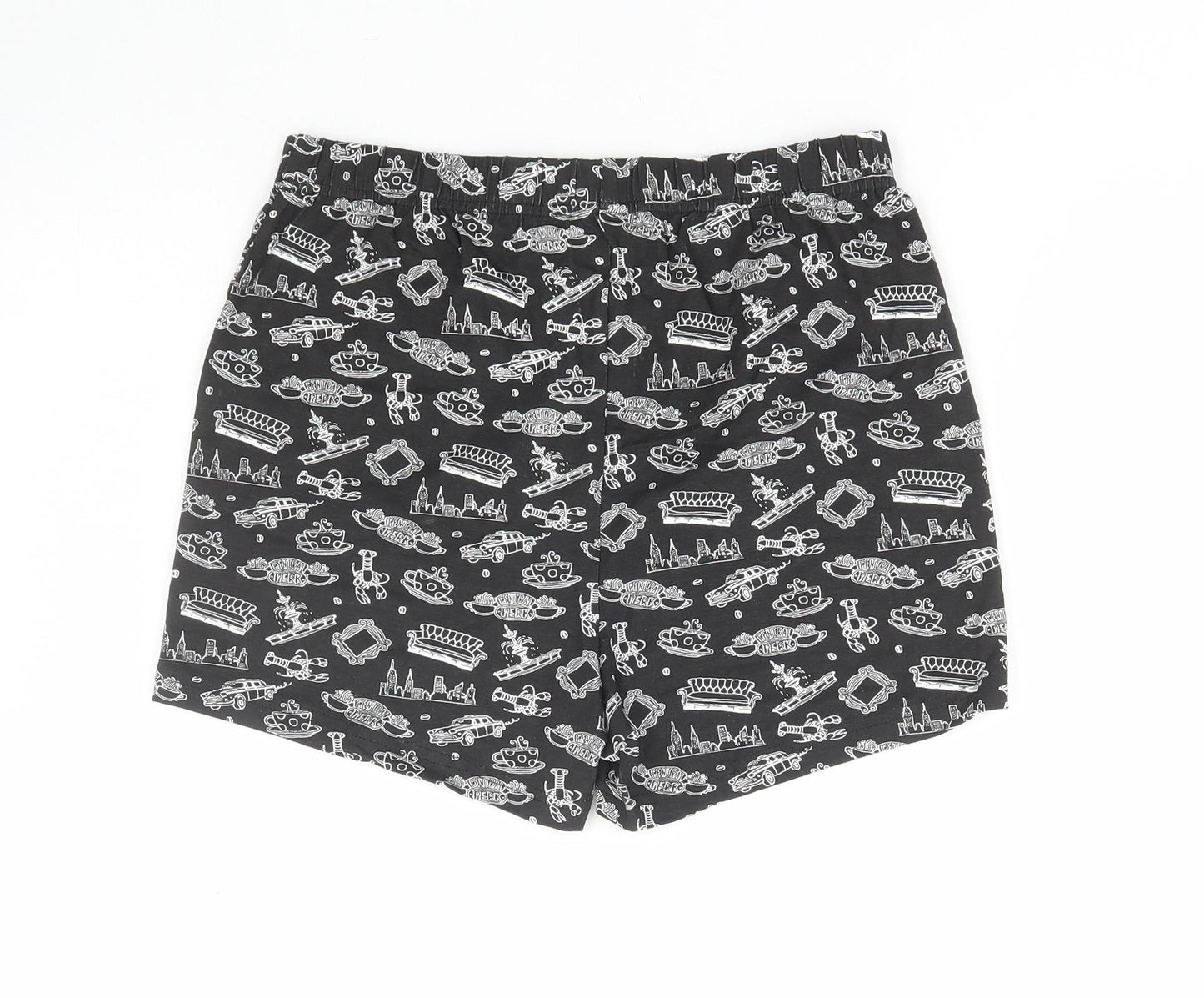 Friends Boys Black Geometric Cotton Sweat Shorts Size 11-12 Years Regular - F.r.i.e.n.d.s