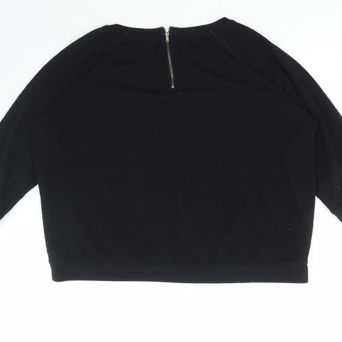 New Look Womens Black Polyester Pullover Sweatshirt Size 16 Zip