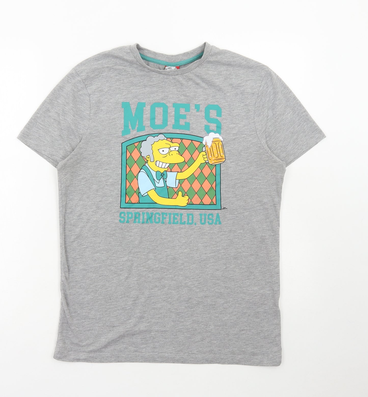 Primark Mens Grey Polyester T-Shirt Size S Round Neck - The Simpsons