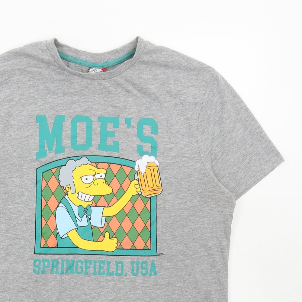 Primark Mens Grey Polyester T-Shirt Size S Round Neck - The Simpsons