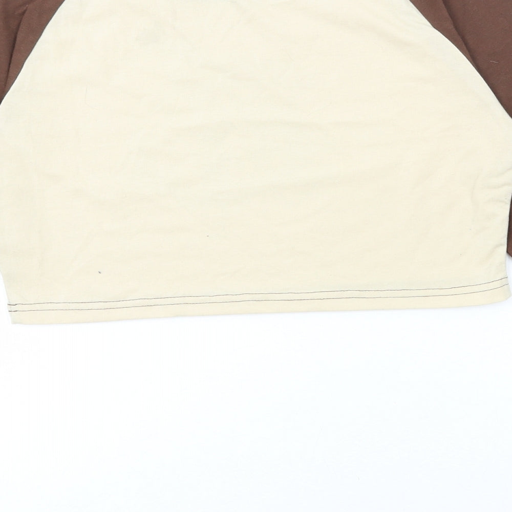 Cider Womens Beige Polyester Cropped T-Shirt Size M Round Neck - Fairy
