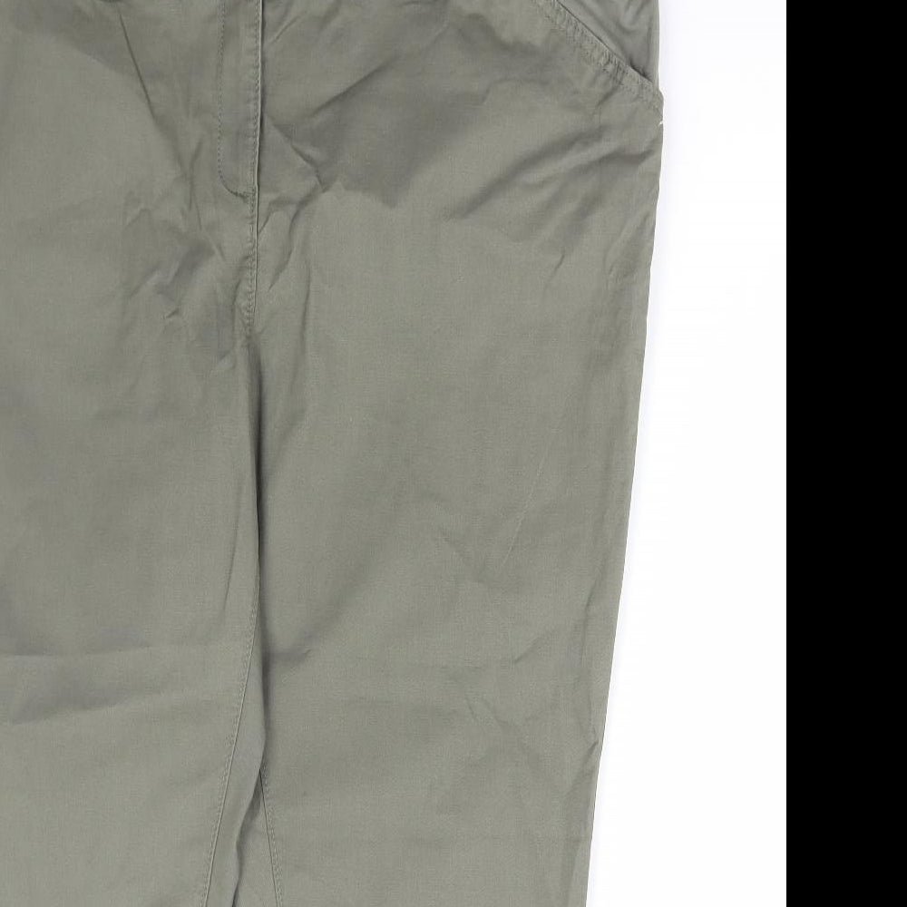 NEXT Womens Green Cotton Chino Trousers Size 18 L26 in Regular Button