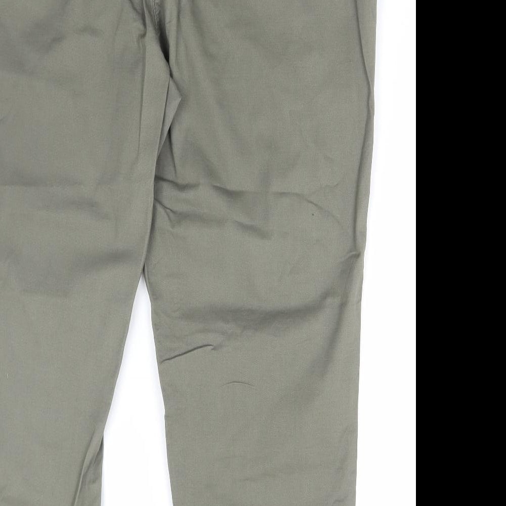 NEXT Womens Green Cotton Chino Trousers Size 18 L26 in Regular Button