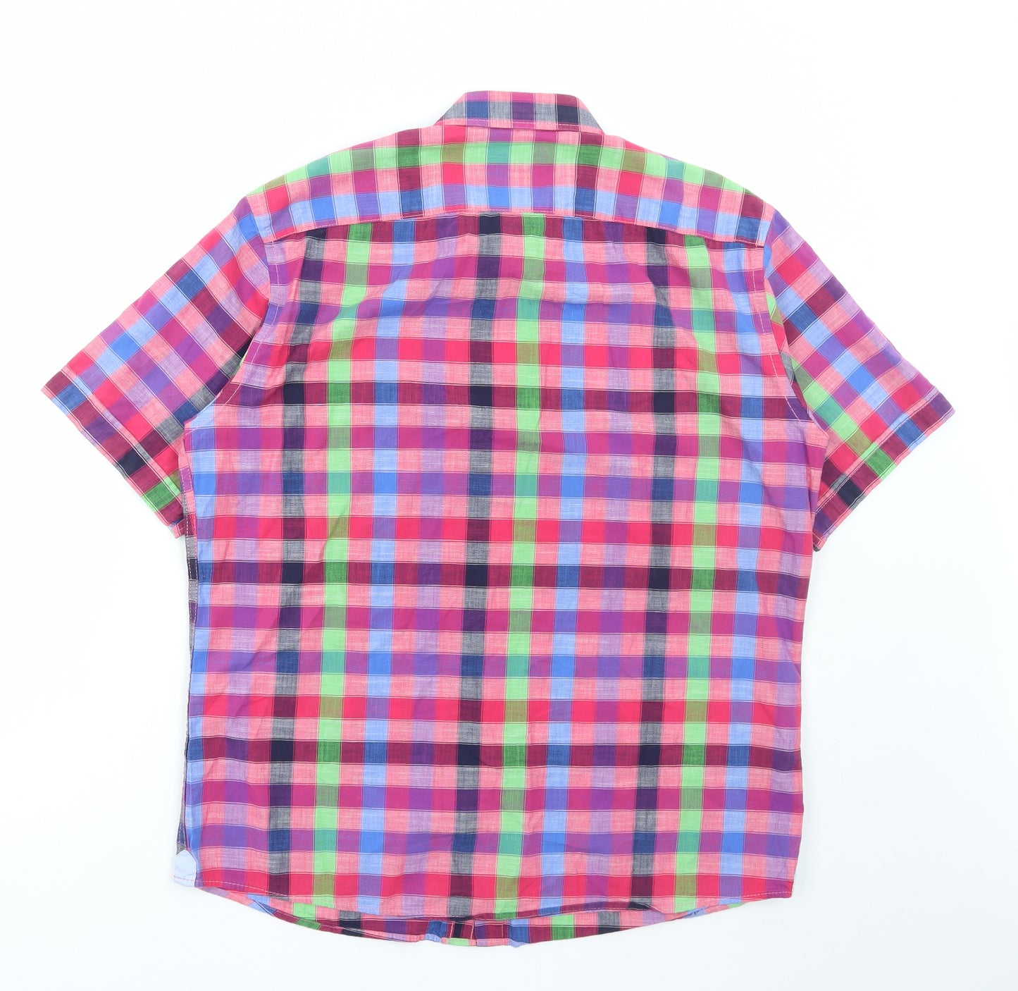Marks and Spencer Mens Multicoloured Check Cotton Button-Up Size M Collared Button