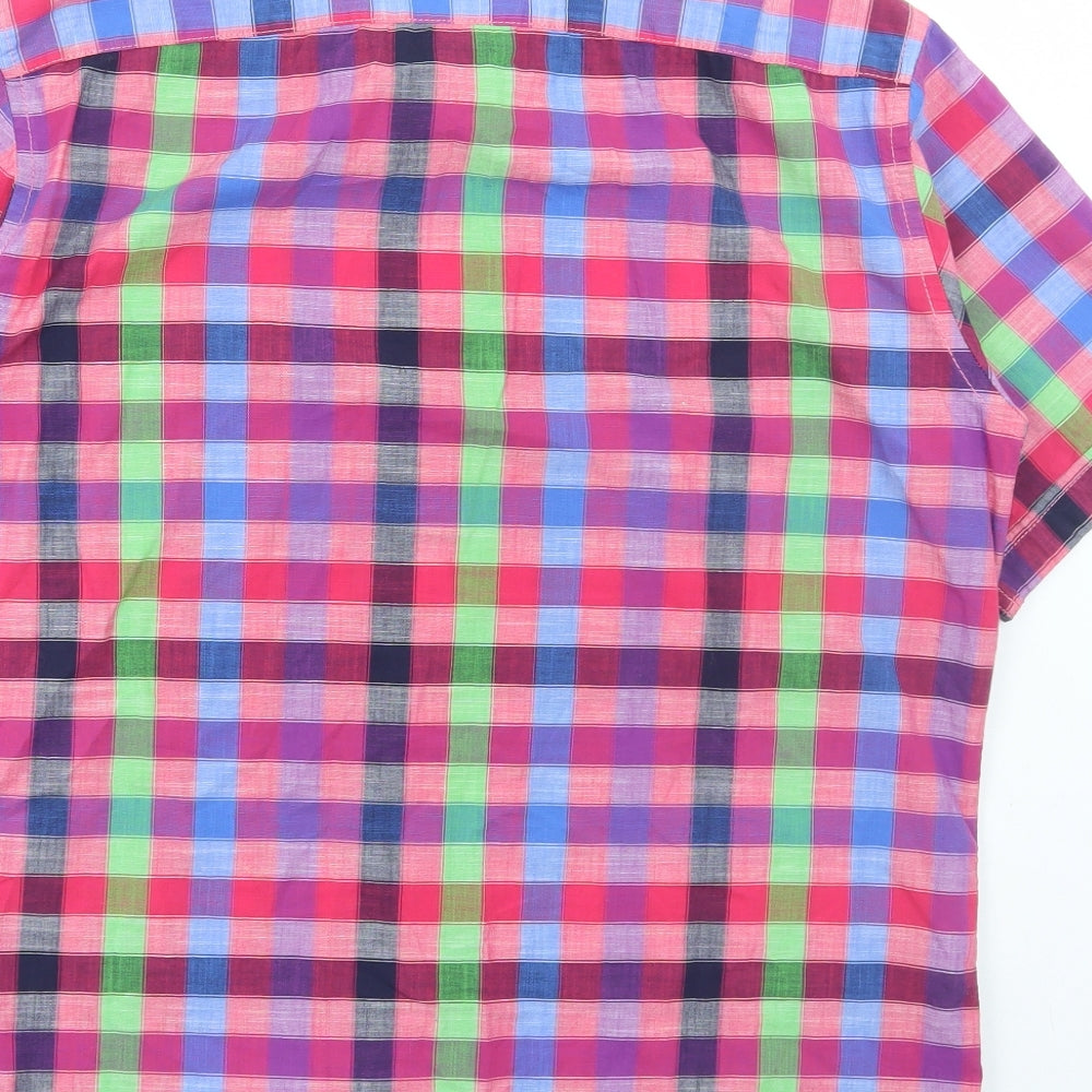 Marks and Spencer Mens Multicoloured Check Cotton Button-Up Size M Collared Button