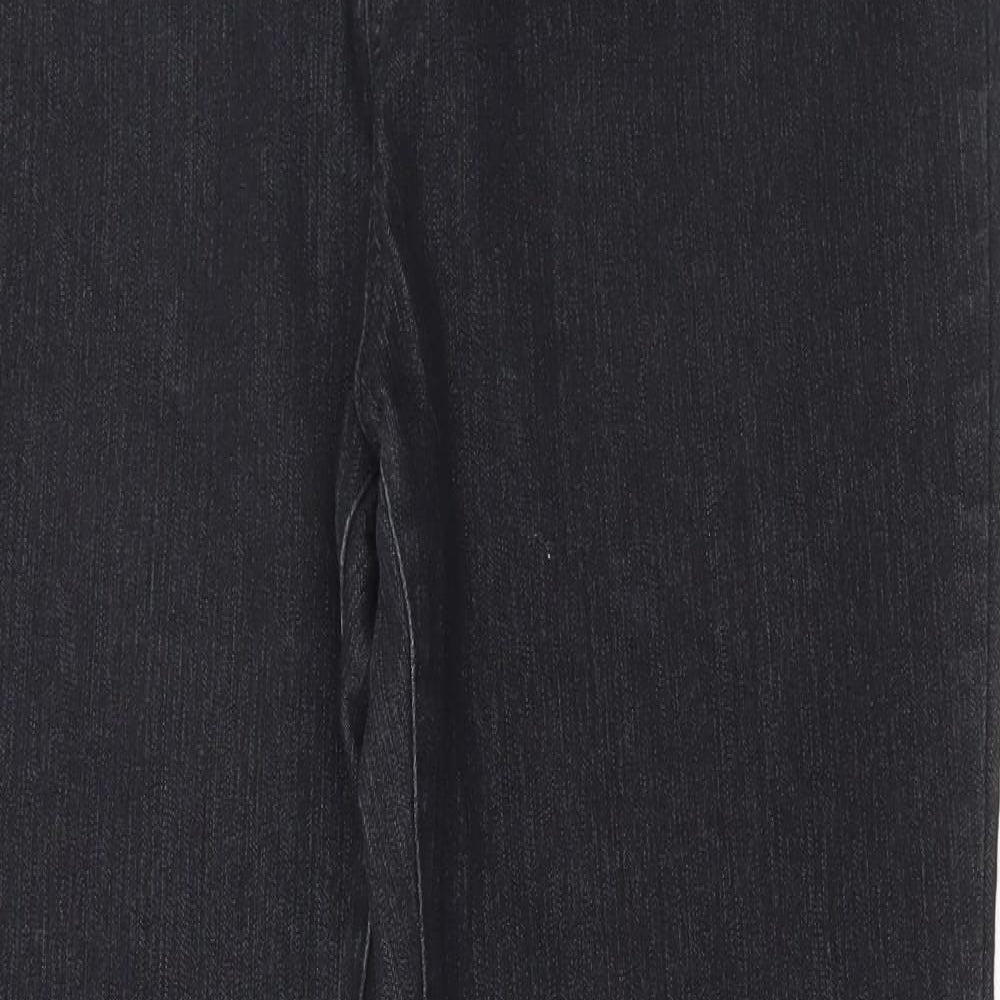 Per Una Womens Black Cotton Bootcut Jeans Size 18 L30 in Regular Zip