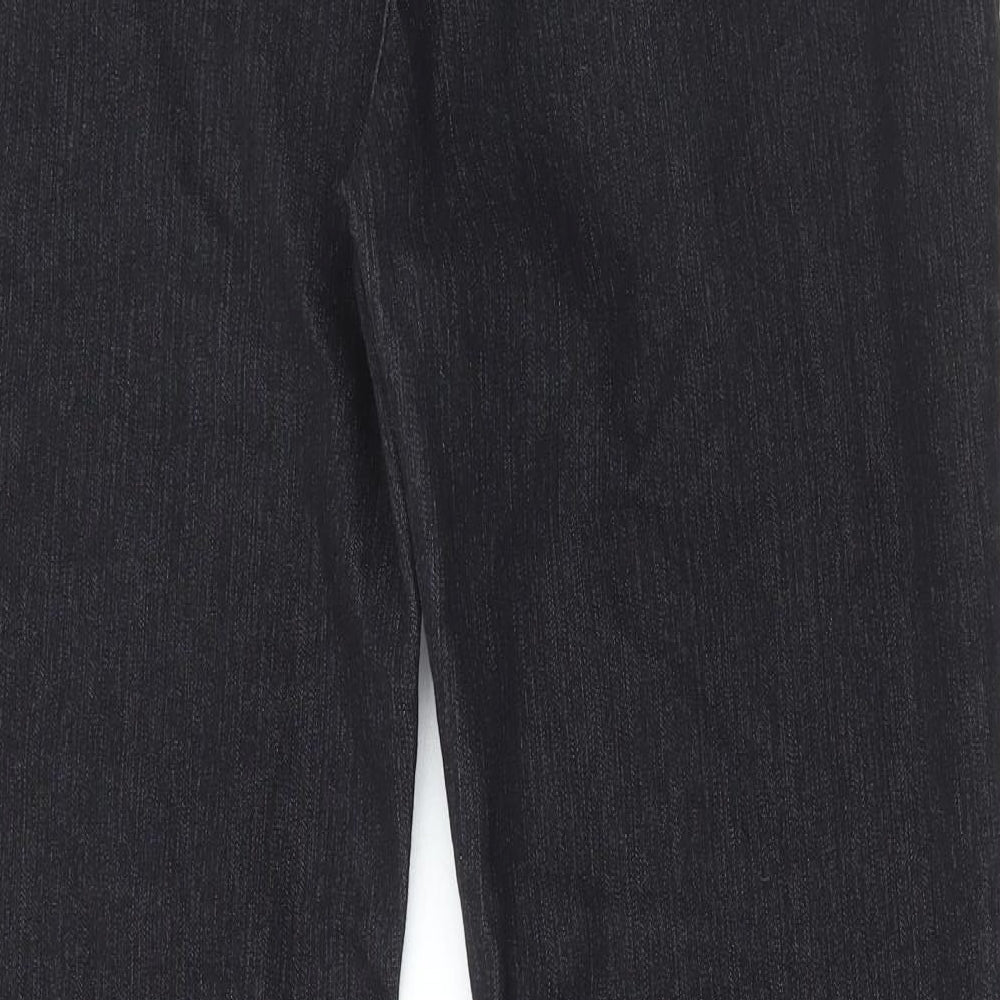 Per Una Womens Black Cotton Bootcut Jeans Size 18 L30 in Regular Zip