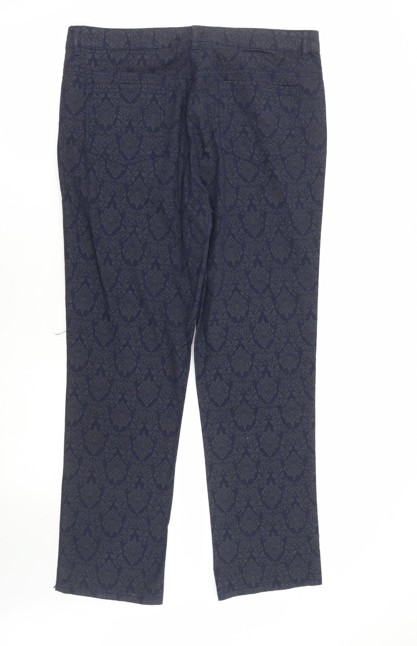 Gerard Womens Blue Geometric Cotton Trousers Size 16 L30 in Regular Zip
