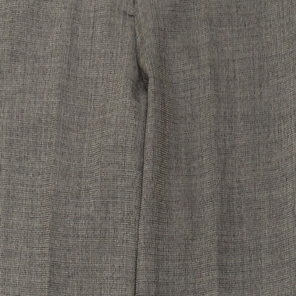 F&F Womens Brown Check Polyester Trousers Size 16 L31 in Regular Hook & Eye