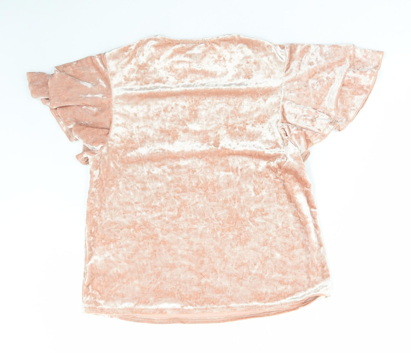 New Look Womens Pink Polyester Basic Blouse Size 14 Round Neck