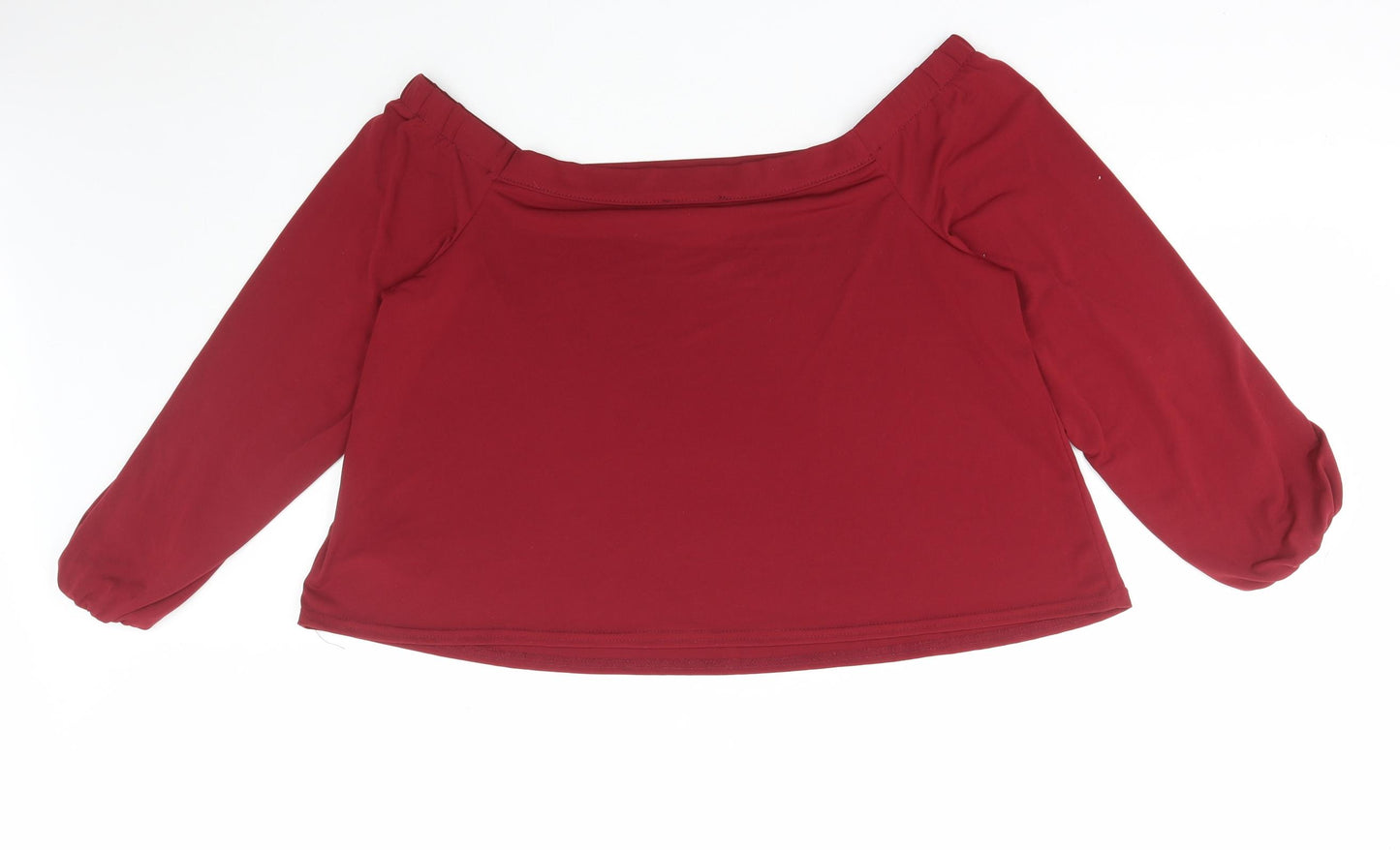New Look Womens Red Polyester Basic T-Shirt Size 12 Off the Shoulder