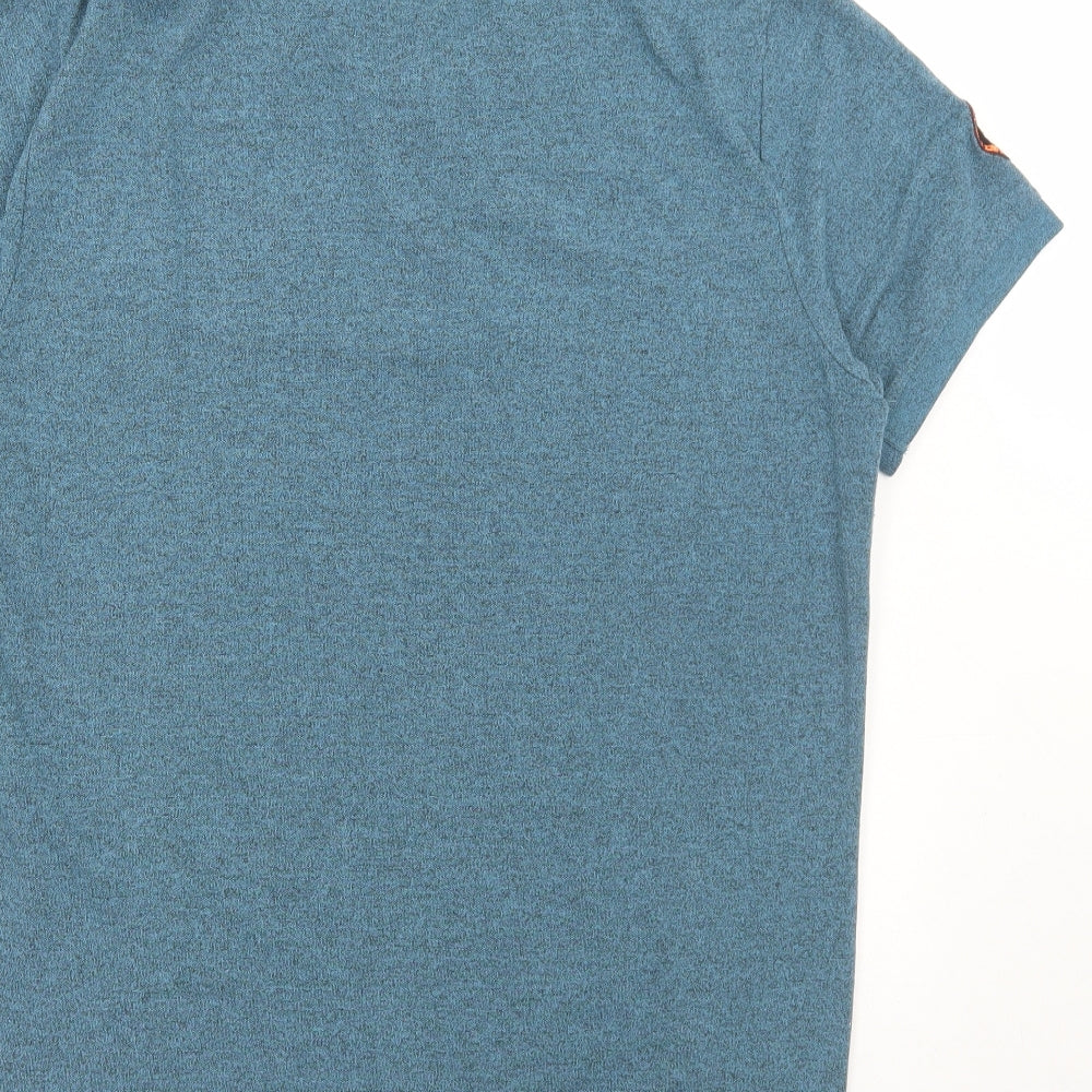 Jean Pascale Mens Blue Cotton Polo Size L Collared Button