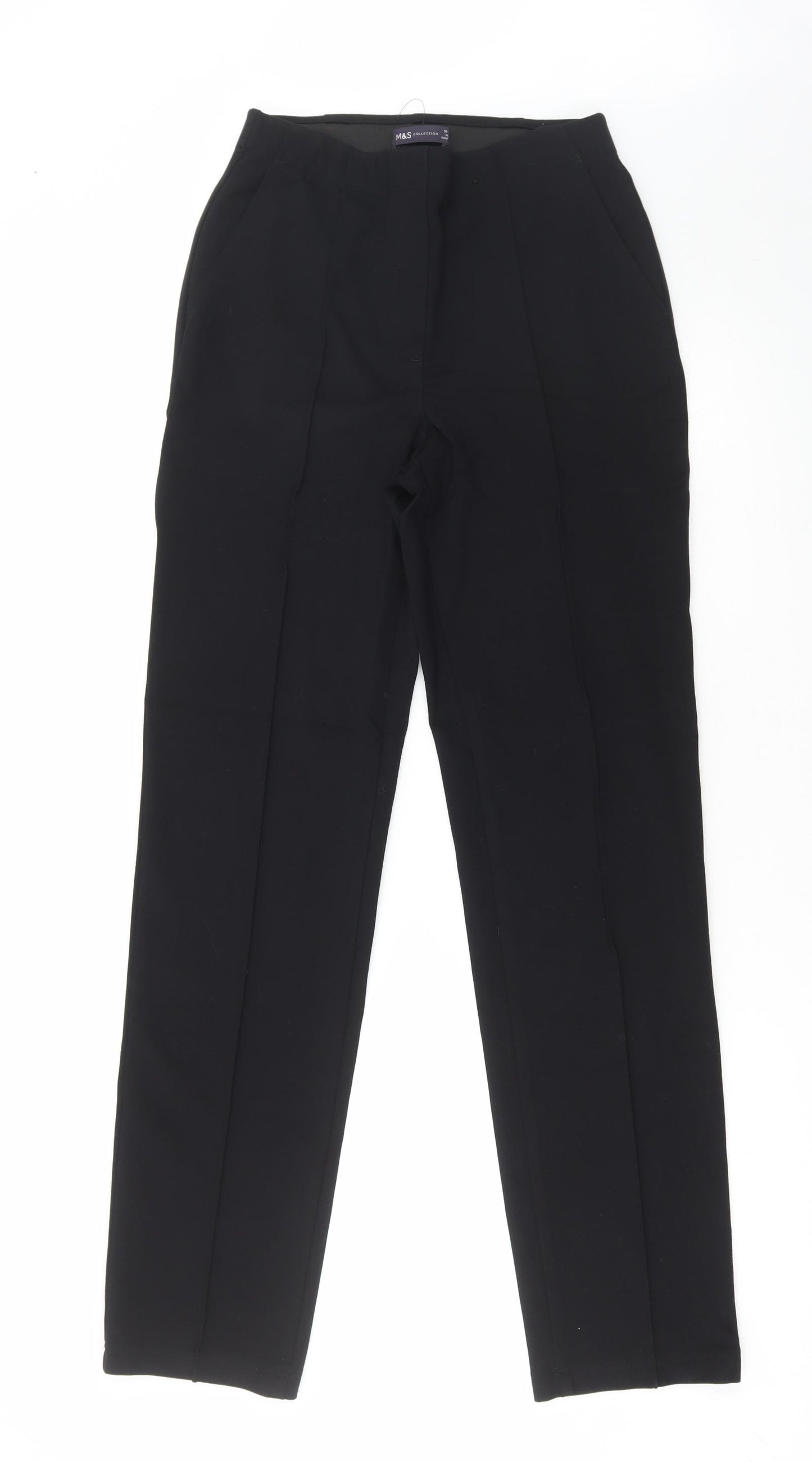 Marks and Spencer Womens Black Viscose Trousers Size 10 L33 in Regular