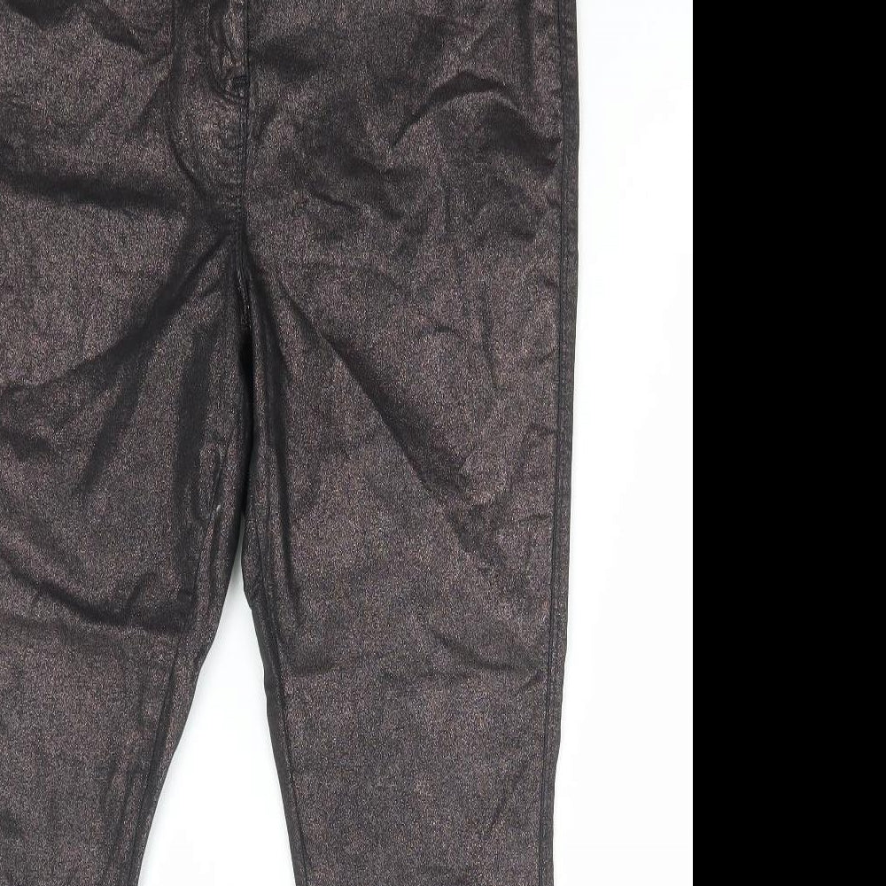 NEXT Womens Black Cotton Trousers Size 16 L28 in Regular Button