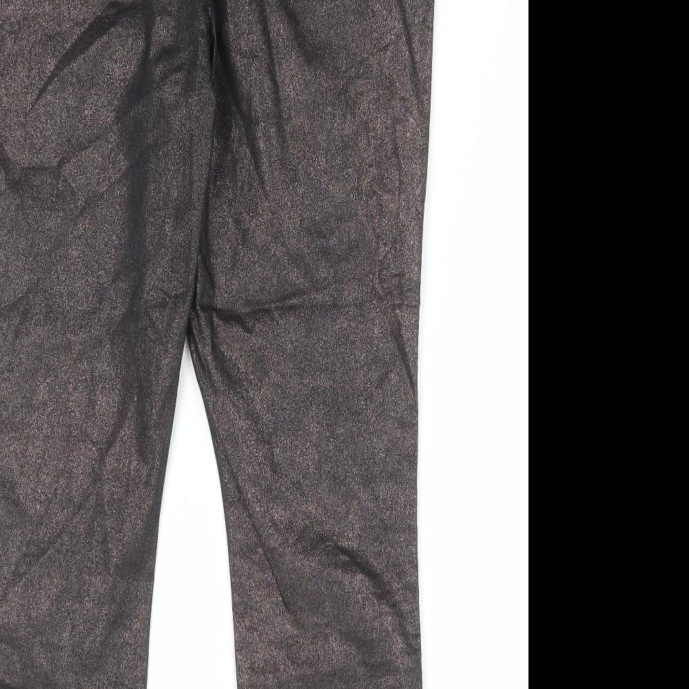 NEXT Womens Black Cotton Trousers Size 16 L28 in Regular Button