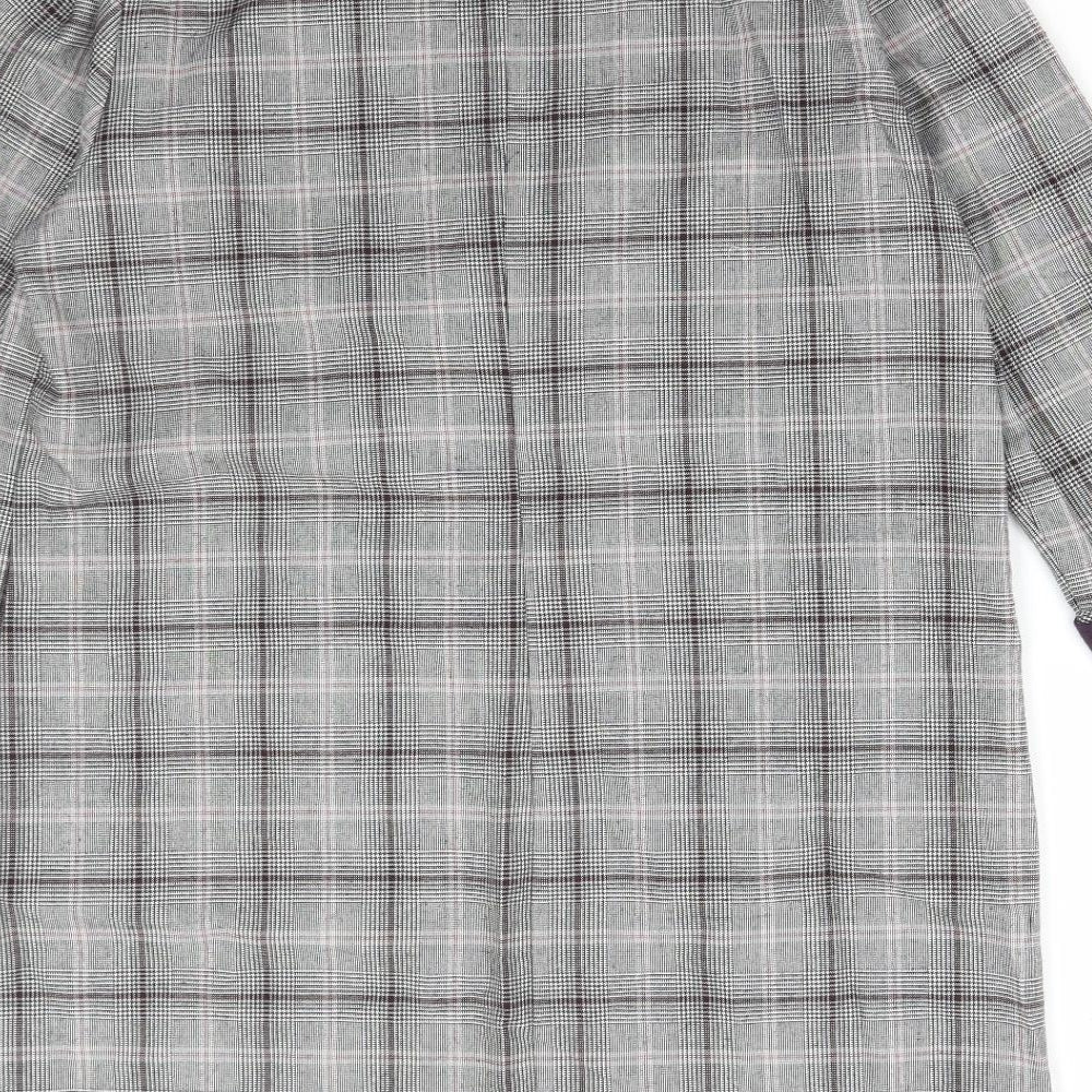 NEXT Womens Grey Plaid Viscose A-Line Size 16 Round Neck Zip