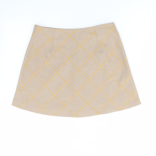 Miss Selfridge Womens Brown Geometric Polyester Mini Skirt Size 8 Zip