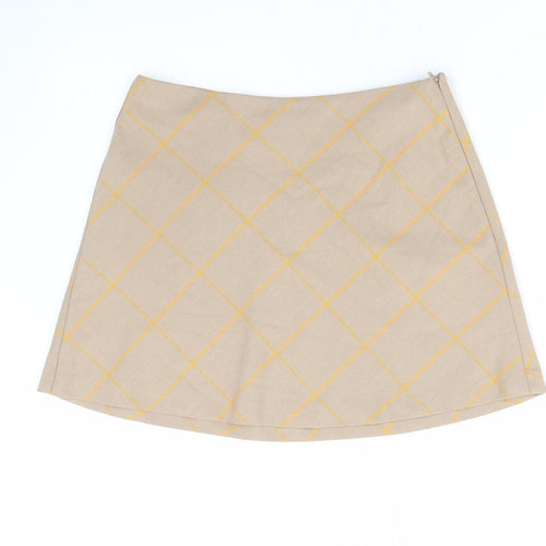 Miss Selfridge Womens Brown Geometric Polyester Mini Skirt Size 8 Zip